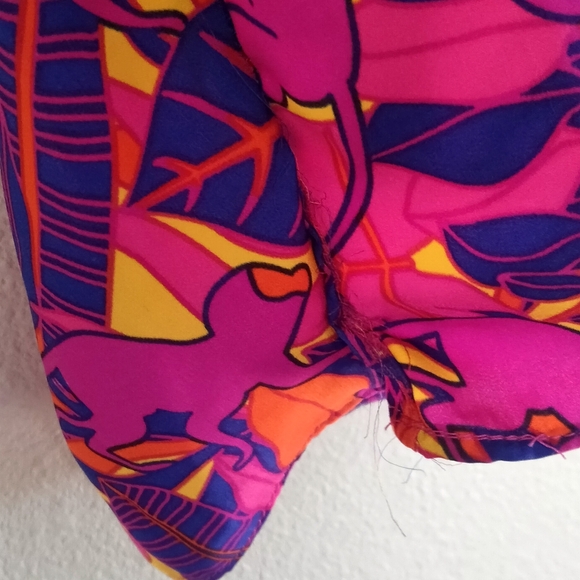 Rose + Olive Pink & Purple Blouse Top W/ Moneys And Leaf Pattern Ruffle - Large - Picture 4 of 12